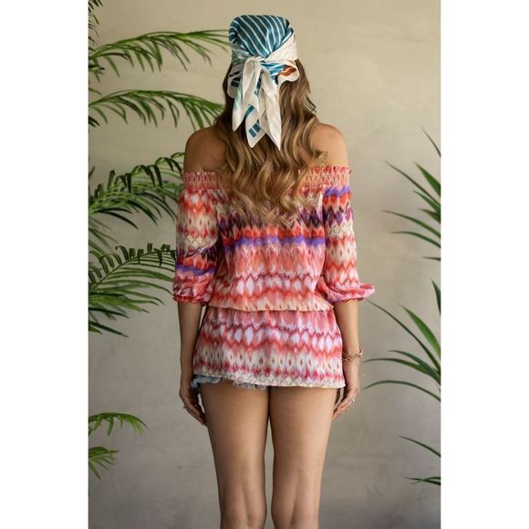 Coral Off Shoulder Top - Picture 7 of 7